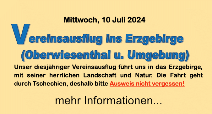 Vereinsausflug ins Erzgebirge am 10. Juli 2024